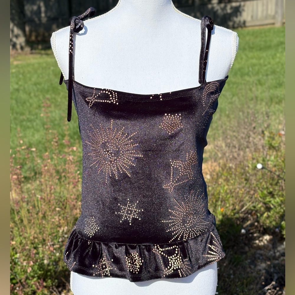 KS Garner Copper Astrology Stretch Crushed Velvet Peplum Top in Size XXL NWT - Picture 3 of 8